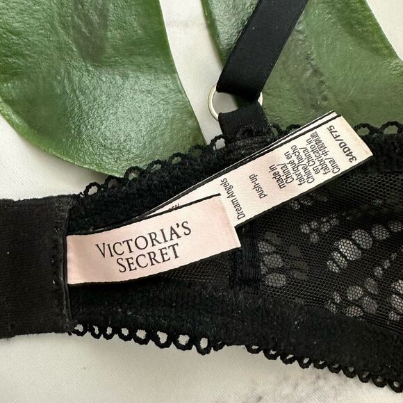 Victorias Secret Dream Angels Push Up Bra Size 34 DD Black Lace Underwire - Picture 7 of 8